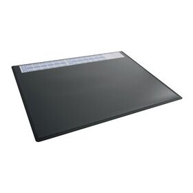 Schreibunterlage 650 x 500 mm, schwarz, PP, mit transparenter Folienauflage und Kalender, rutschfest, abgerundete Ecken