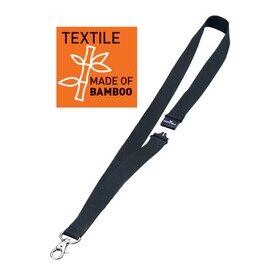Textilband mit Karabiner 20 ECO, 40 cm, schwarz, aus Bambus, 1 Packung = 10 Stück