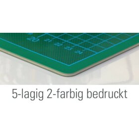 Schneidematte für DIN A4, Twin-Cutting-Mat, 300 x 220 mm, 5-lagige "Sandwich-Soft" Bauweise, grün / schwarz