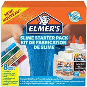Slime Starter Kit, 8-teilig, mit 2x transparentem Klebstoff, 4x farbigen Glitzerkleber, 2x magical Liquid