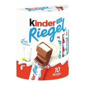 Ferrero kinder Riegel, 10 Riegel aus Vollmilch-Schokolade mit Milch-Creme-Füllung, ohne künstliche Farbstoffe
