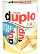 Ferrero Duplo White, Haselnusscreme und Waffeln umhüllt von weißer Schokolade, 10er Pack