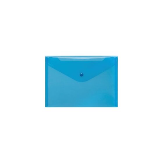 Sichttasche mit Druckknopf, für Format A5 quer, blau transparent, 180 x 253 x 0 mm (HxBxT)