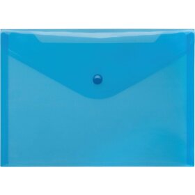 Sichttasche mit Druckknopf, für Format A5 quer, blau transparent, 180 x 253 x 0 mm (HxBxT)