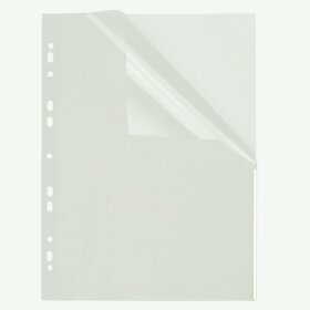 Index Prospekthülle A4, weiß, transparent, PP-Folie, oben+halbseitig rechts offen, 100 Hüllen