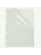 Index Prospekthülle A4, gelb, transparent, PP-Folie, oben+halbseitig rechts offen, 100 Hüllen
