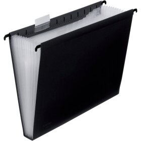 Hänge-Fächertasche, für DIN A4, 12 dehnbare Fächer, schwarz, 240 x 318 x 30 mm (HxBxT)