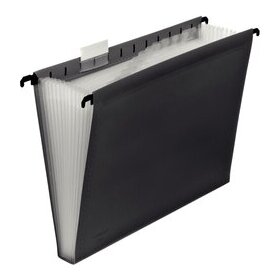 Hänge-Fächertasche, für DIN A4, 12 dehnbare Fächer, dunkelgrau, 240 x 318 x 30 mm (HxBxT)