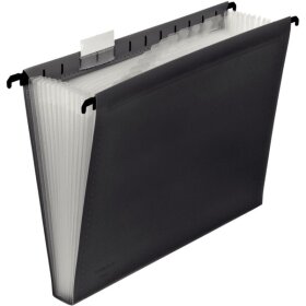 Hänge-Fächertasche, für DIN A4, 12 dehnbare Fächer, dunkelgrau, 240 x 318 x 30 mm (HxBxT)