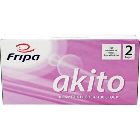 Kosmetiktücher akito, 2-lagig, aus 100% Zellstoff, hochweißes Tissue, VE = 1 Packung = 1 Box mit 100 Tüchern