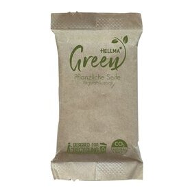Green pflanzliche Seife HELLMA, 12g, Seife zur Hautreinigung von Händen und Körper, einzeln verpackt