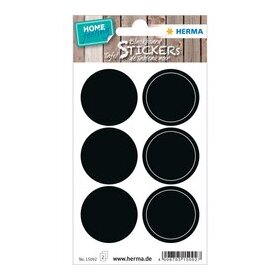 HOME Tafeletiketten Kreise, 12 Etiketten, Packung mit 2 Blatt, abwischbar, schwarz