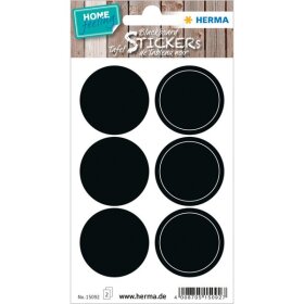 HOME Tafeletiketten Kreise, 12 Etiketten, Packung mit 2 Blatt, abwischbar, schwarz