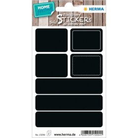 HOME Tafeletiketten Rechteck, 14 Etiketten, Packung mit 2 Blatt, abwischbar, schwarz