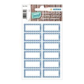 Haushaltsetiketten Neutral, weiß mit blauem Rand, 48 Etiketten, 4 Blatt