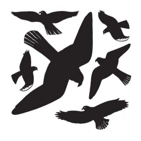 Warnvögel, Blattgröße: 30 x 30 cm, 6 Sticker pro Blatt, schwarz