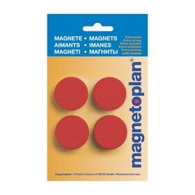 Magnete Discofix Magnum, 34 mm, geblistert, 4 Stück, rot