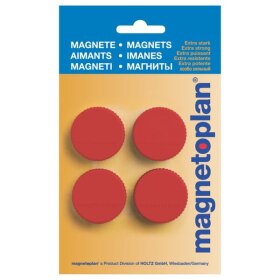 Magnete Discofix Magnum, 34 mm, geblistert, 4 Stück, rot