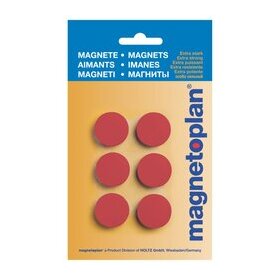 Magnete Discofix Hobby, 25 mm, geblistert, 6 Stück, rot