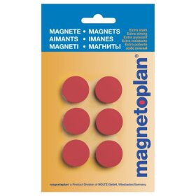 Magnete Discofix Hobby, 25 mm, geblistert, 6 Stück, rot