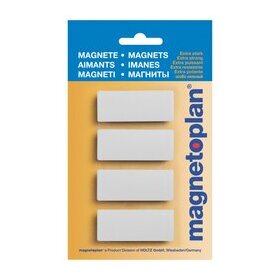 Magnete Discofix Block 2, 54 x 19 x 8 mm, geblistert, 4 Stück, weiß
