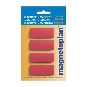 Magnete Discofix Block 2, 54 x 19 x 8 mm, geblistert, 4 Stück, rot