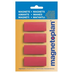 Magnete Discofix Block 2, 54 x 19 x 8 mm, geblistert, 4 Stück, rot