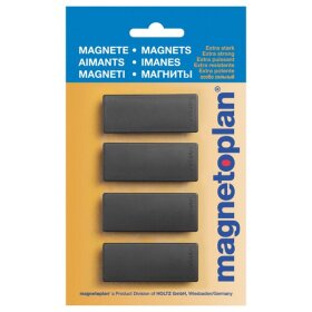 Magnete Discofix Block 2, 54 x 19 x 8 mm, geblistert, 4 Stück, schwarz