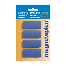Magnete Discofix Block 2, 54 x 19 x 8 mm, geblistert, 4 Stück, dunkelblau