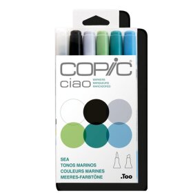 Layoutmarker Copic Ciao, Set, Meeres-Farbtöne, 6...