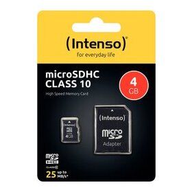 Micro-SDHC Speicherkarte, 4 GB, 10MB/s Class 10, mit SD-Adapter für Digital Cameras, Camcorders, Notebooks