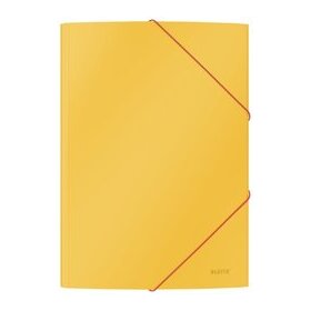 Eckspannermappe Cosy, Karton mit PP-Folie laminiert, gelb, A4, für ca. 150 Blatt, 3 Klappen, Gummibandverschluss