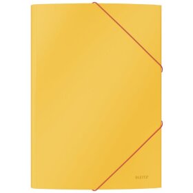 Eckspannermappe Cosy, Karton mit PP-Folie laminiert, gelb, A4, für ca. 150 Blatt, 3 Klappen, Gummibandverschluss