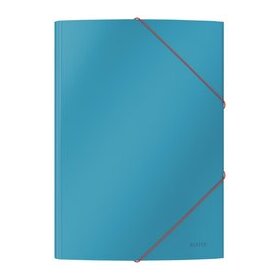 Eckspannermappe Cosy, Karton mit PP-Folie laminiert, blau, A4, für ca. 150 Blatt, 3 Klappen, Gummibandverschluss