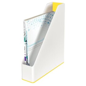 Stehsammler WOW Duo Colour, DIN A4+, weiß/gelb, Fassungsvermögen: 73 mm, Polystyrol