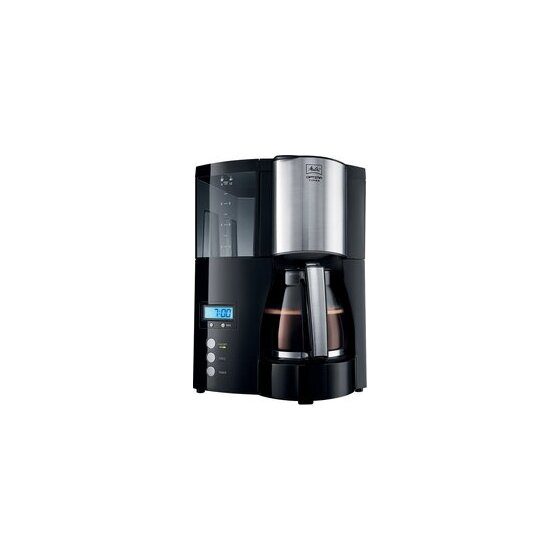Kaffeemaschine Oprima Timer, Glaskanne für 8-12 Tassen, Timer Funktion, LED-Anzeige, 850 W, Schwenkfilter, Auto-off-Funktion, abnehmbarer Wassertank, integrietes Kabelfach, Entkalkungsprogramm inkl. Entkalkungsanzeige, schwarz - edelstahl