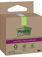 Recycling Notes Post-it Super Sticky, 47,6 x47,6 mm, 1 Pack = 3 Blöcke, farbig sortiert