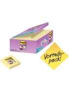 Post-it Super Sticky Notes, Vorteilspack mit 24 Blöcken á 90 Blatt im Karton, gelb, 48 x 48 mm, nicht einzeln, cellophaniert, PEFC zertifiziert, VE = 1 Packung = 24 Blöcke