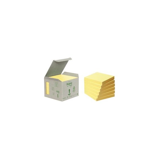 Post-it Notes Recycling Mini Tower gelb, 76 x 76 mm, 100 Blatt/Block, VE = 1 Packung = 6 Blöcke