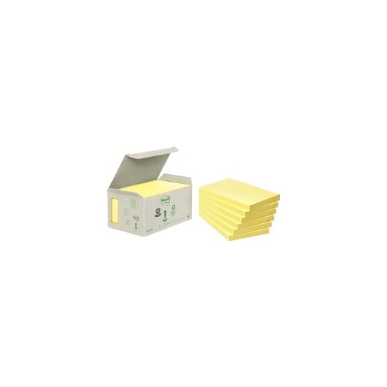 Post-it Notes Recycling Mini Tower gelb, 127 x 76 mm, 100 Blatt/Block, VE = 1 Packung = 6 Blöcke