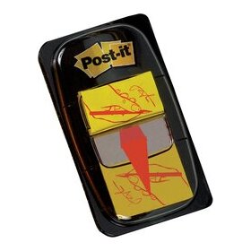 Post-it Index 680, Haftstreifen, 25,4 x 43 mm, 50 Streifen, Unterschrift, gelb/rot