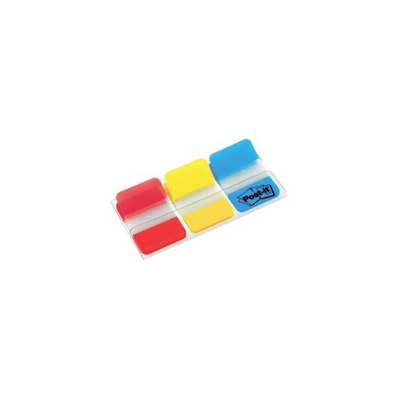Post-it Index strong, Haftstreifen, 25,4 x 38 mm, 3 x 22 Streifen, sortiert: rot, gelb, blau