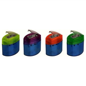 Dosenspitzer, doppelt, für Blei- und Farbstifte, Magnesium-Einbauspitzer, Klappverschluss, farbig sortiert, Packung à 10 Stück