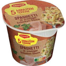 5 Minuten Terrine Spaghetti mit Schinkensoße, Nettofüllmenge 64 g