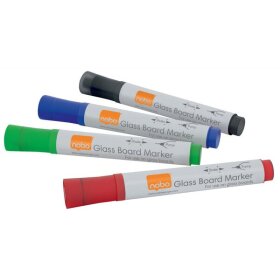 Glas-Whiteboardmarker, in den Farben schwarz, rot, blau, grün, sortiert, VE = 1 Packung = 4 Stück