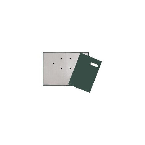 Unterschriftsmappe, 20tlg., grün, DIN A4, Eco-Einband, grauer Löschkarton, 3 Sichtlöcher