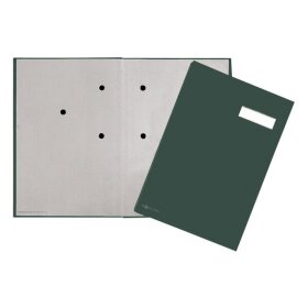 Unterschriftsmappe, 20tlg., grün, DIN A4, Eco-Einband, grauer Löschkarton, 3 Sichtlöcher