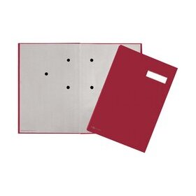 Unterschriftsmappe, 20tlg., rot, DIN A4, Eco-Einband, grauer Löschkarton, 3 Sichtlöcher