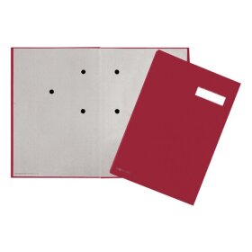 Unterschriftsmappe, 20tlg., rot, DIN A4, Eco-Einband, grauer Löschkarton, 3 Sichtlöcher