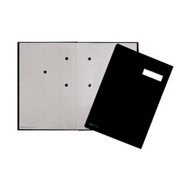 Unterschriftsmappe, 20tlg., schwarz, DIN A4, Eco-Einband, grauer Löschkarton, 3 Sichtlöcher